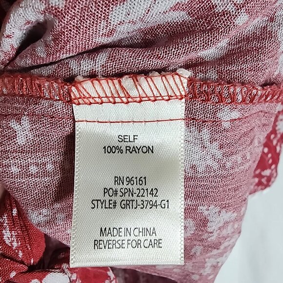 Gypsies & Moondust Lace Trim Floral Print Tie Hem Short Sleeve Top Womens M - Picture 8 of 8